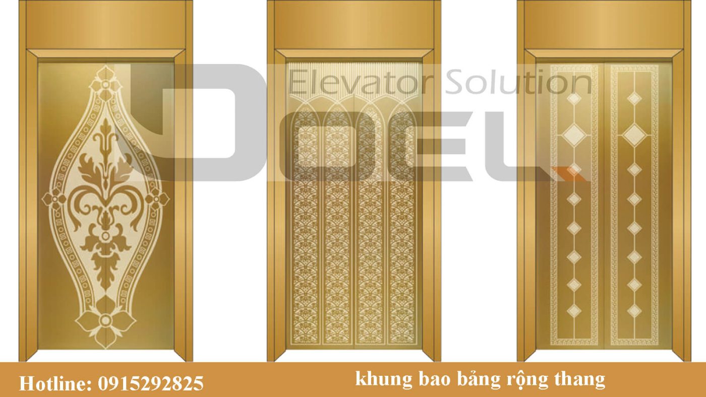 Trang trí khung bao inox hoa văn bảng rộng thang máy