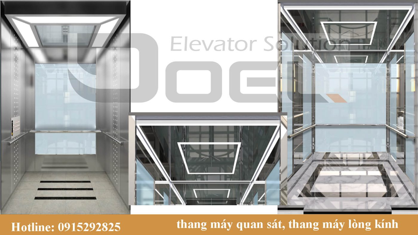 Thiết kế thang máy lòng kính quan sát đẹp cao cấp