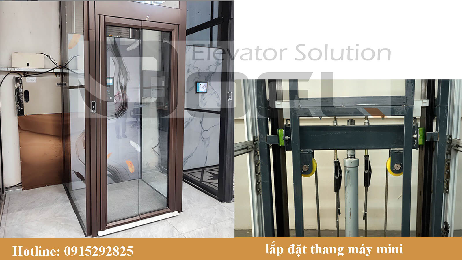 công tác lắp đặt bên trong thang máy mini gia đình